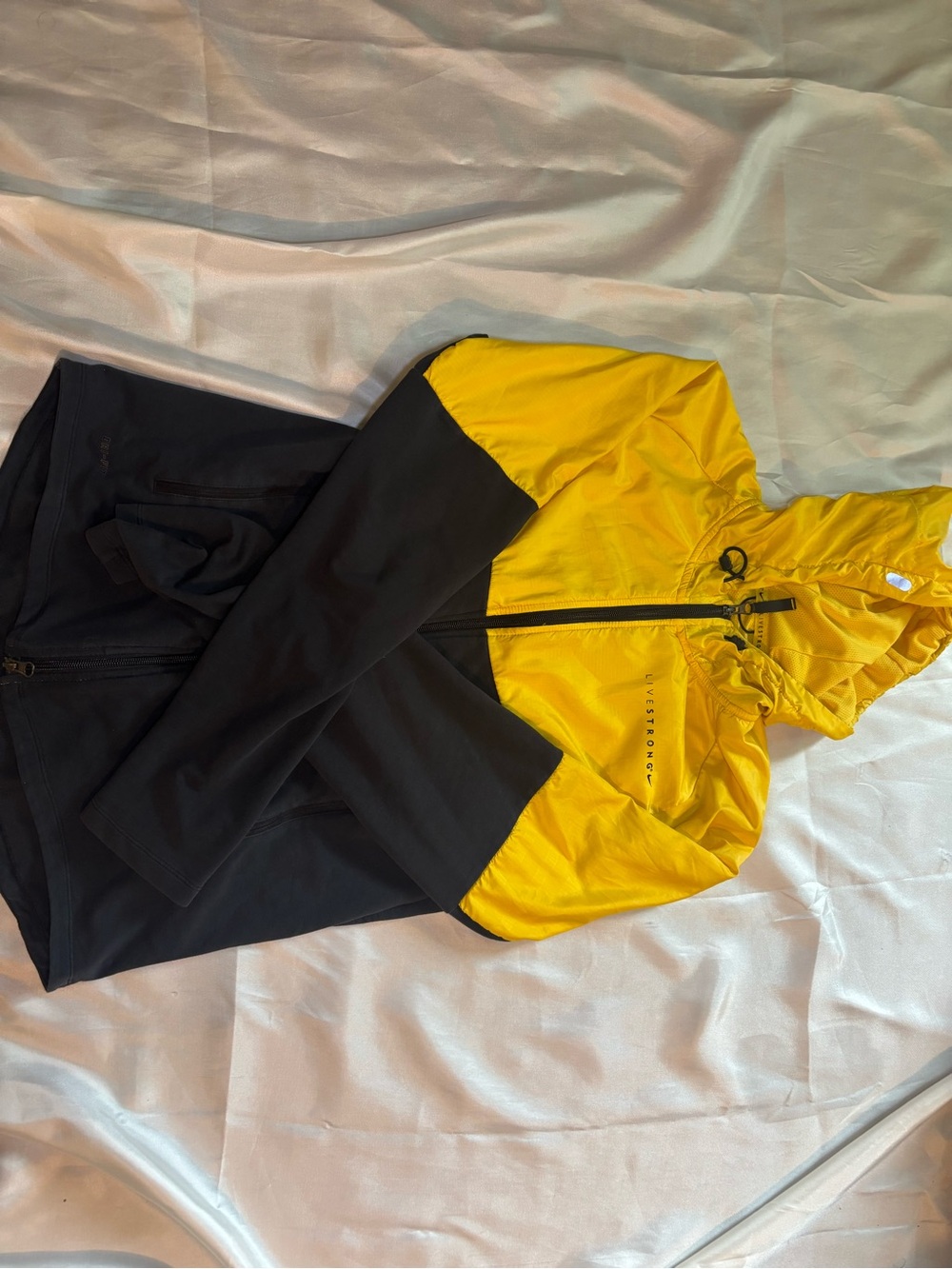 Nike Yellow and Black Hooded Rain Jacket